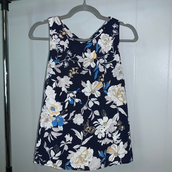 Collective Concepts floral metallic twist back top Sz S lined - Picture 1 of 5